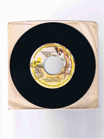 Ray Stevens 45 rpm single, "The Streak" / "You've Got the Music Inside" (1974) in sleeve