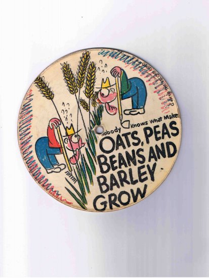Children's 78rpm picture disk ('40s?), Oats, Peas, Beans / Muffin Man