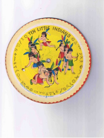 78rpm 7" children's cardboard picture disk, "10 Little Indians" / "Kitty Cat" (1948)