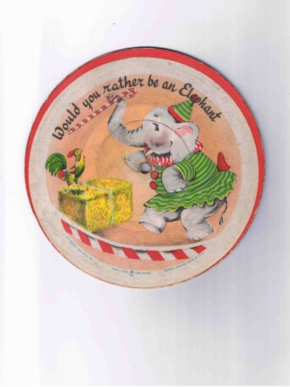 78rpm 7" children's record, "Would You Rather Be an Elephant"/"3 Blind Mice" (1948)