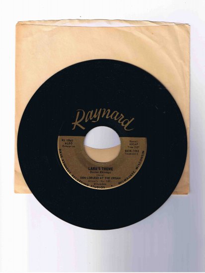 Don Lorusso organ 45 rpm single, "Lara's Theme" (from Dr. Zhivago) / "Spanish Flea"