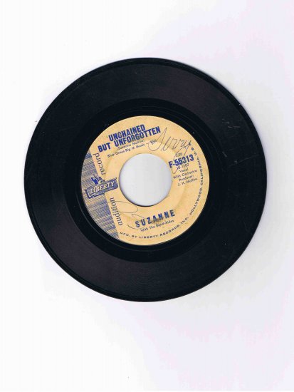Suzanne Mullins 45 rpm single, "Unchained but Unforgotten"/"You May Never Know" (audition disk)