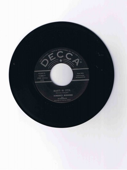 Domenico Modugno 45 rpm single, "Mariti in Citta" / "Nel Blu Dipinto di Blu (Volaré)" (Decca)