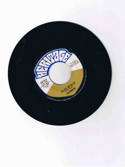 Shannon 45rpm single, "Alice in Blue" / "Abergavenny" (Heritage) (EX)