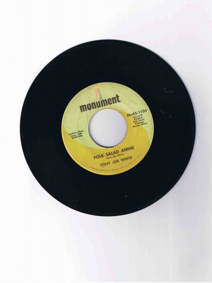 Tony Joe White 45rpm single, "Polk Salad Annie" / "Aspen, Colorado" (Monument)