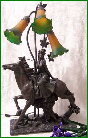 Beautiful Horse Lamp with Lady Rider