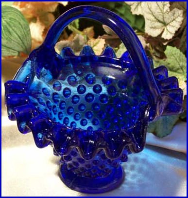 Cobalt Blue Hobnail Basket