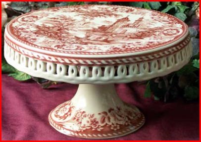 Red Porcelian Cake Plate
