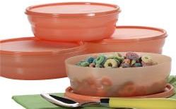 Tangerine Microwave Cereal Bowls Set of 4
