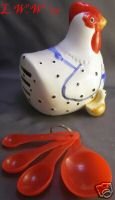 Hen and Chick Earthenware Measureing Spoon Set