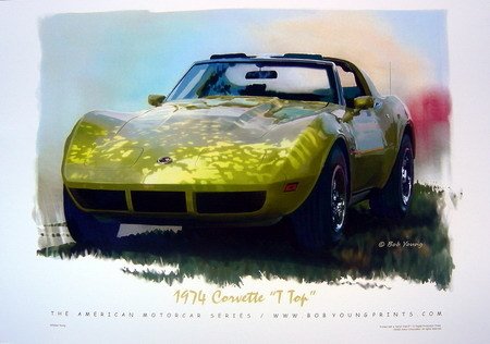 1974 Chevrolet Corvette Poster Yellow T-top NEW