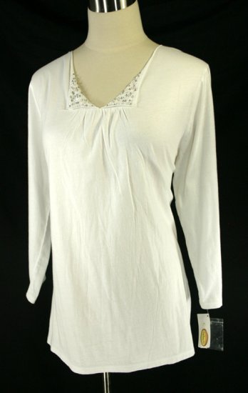 NWT NEW TALBOTS EMBELLISHED BABY DOLL TUNIC TOP L 14 16