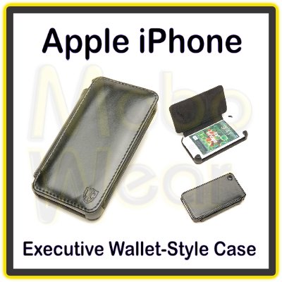 Black Premium Executive Wallet-Style Folio Case with Interior Card Slot for the Apple iPhone