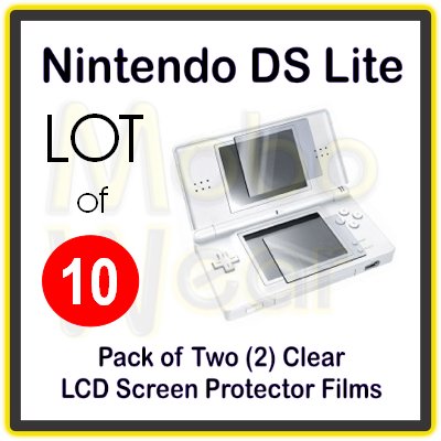 Wholesale Lot - 10 Packs of Clear LCD Screen Protector Films for Nintendo DS Lite/NDS Lite