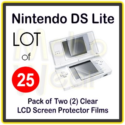 Wholesale Lot - 25 Packs of Clear LCD Screen Protector Films for Nintendo DS Lite/NDS Lite