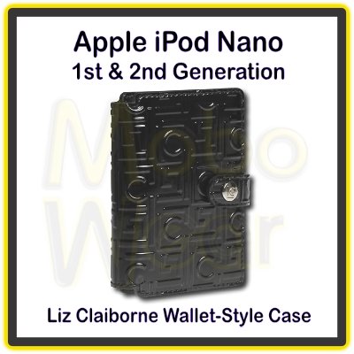 Shiny Black Liz Claiborne Folio/Wallet-Style Case for Apple iPod Nano 1st & 2nd Generation