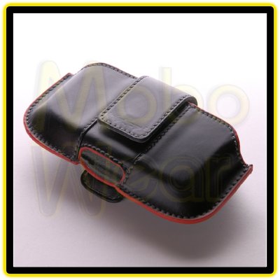 Black Universal Leather Cell Phone / PDA Case with Belt Clip