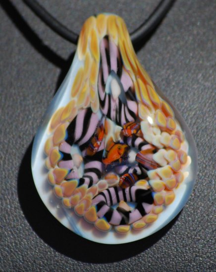 Nemo's Garden BORO Lampwork Glass Pendant Necklace
