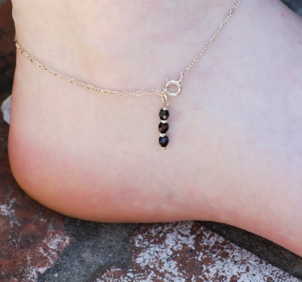 Black Swarovski Crystal Sterling Silver Chain Anklet Ankle Bracelet