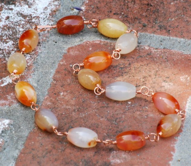 Chunky Carnelian Copper Choker Handcrafted Link Necklace