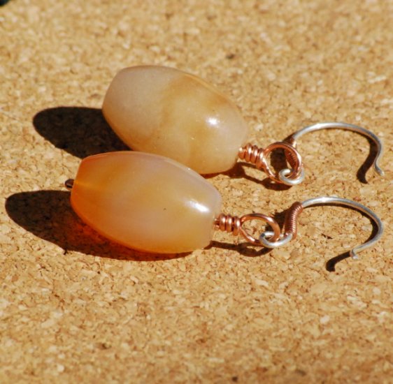 Chunky Orange Sherbet Handcrafted Copper Earrings Sterling Earwire
