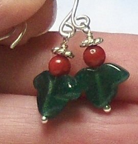 Christmas Angel Earrings - Handcrafted Coral Aventurine Sterling Silver