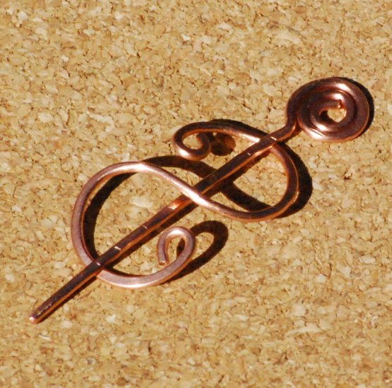 Snake CurveHandcrafted Hammered Copper Shawl Pin Brooch