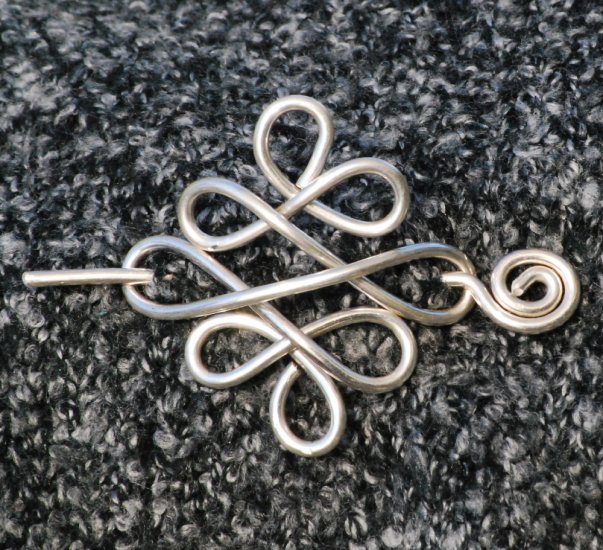 Celtc Handcrafted Fine .999 Silver Shawl Pin Brooch
