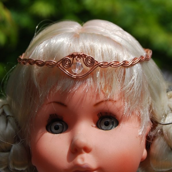 Fairy Eleven Doll Circlet Handcrafted Woven Copper Crystal Crown for 15 - 16 inch Doll