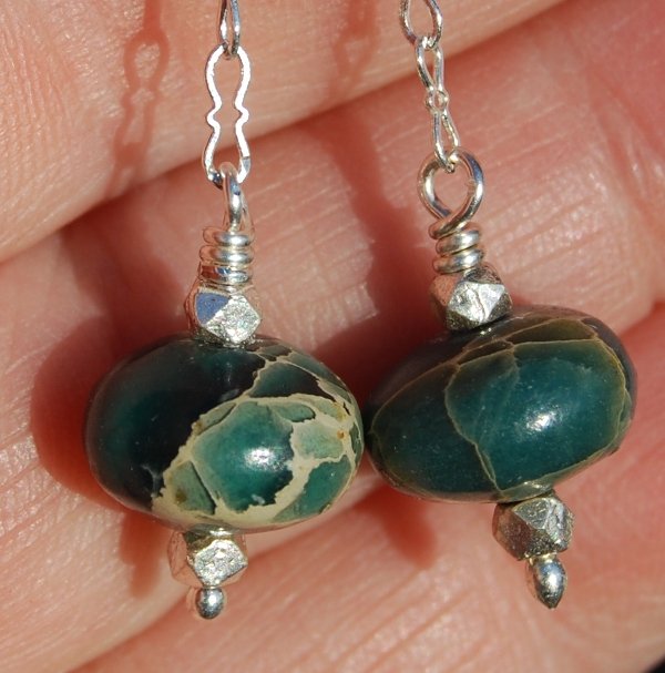 Aqua Terra Sterling Silver Chain Dangle Earrings Handcrafted