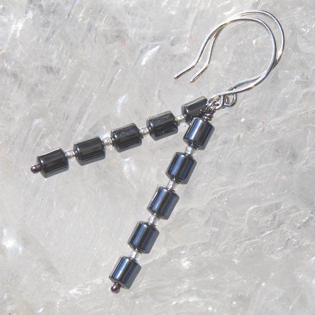 Hematite Dangle Sterling Silver Earrings