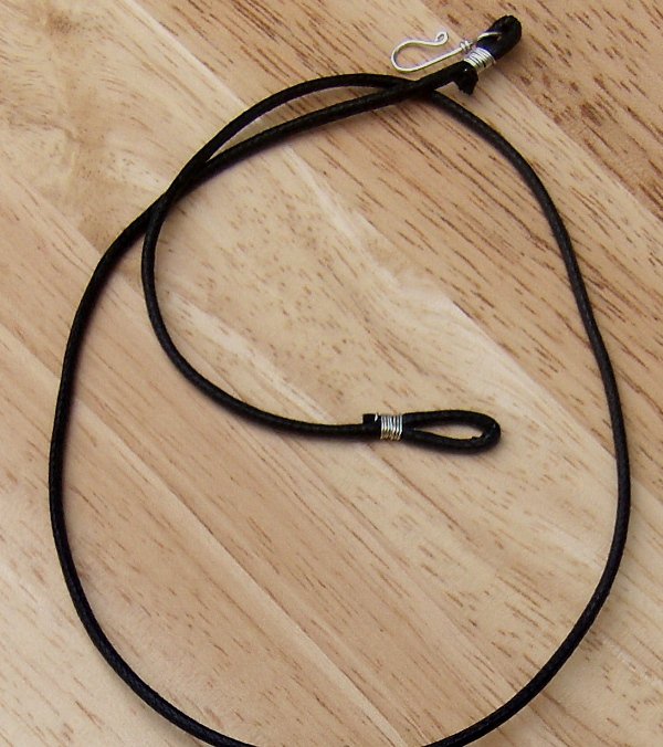 Black Waxed Cotton Cord Mens Womens Necklace Copper or Sterling Clasp
