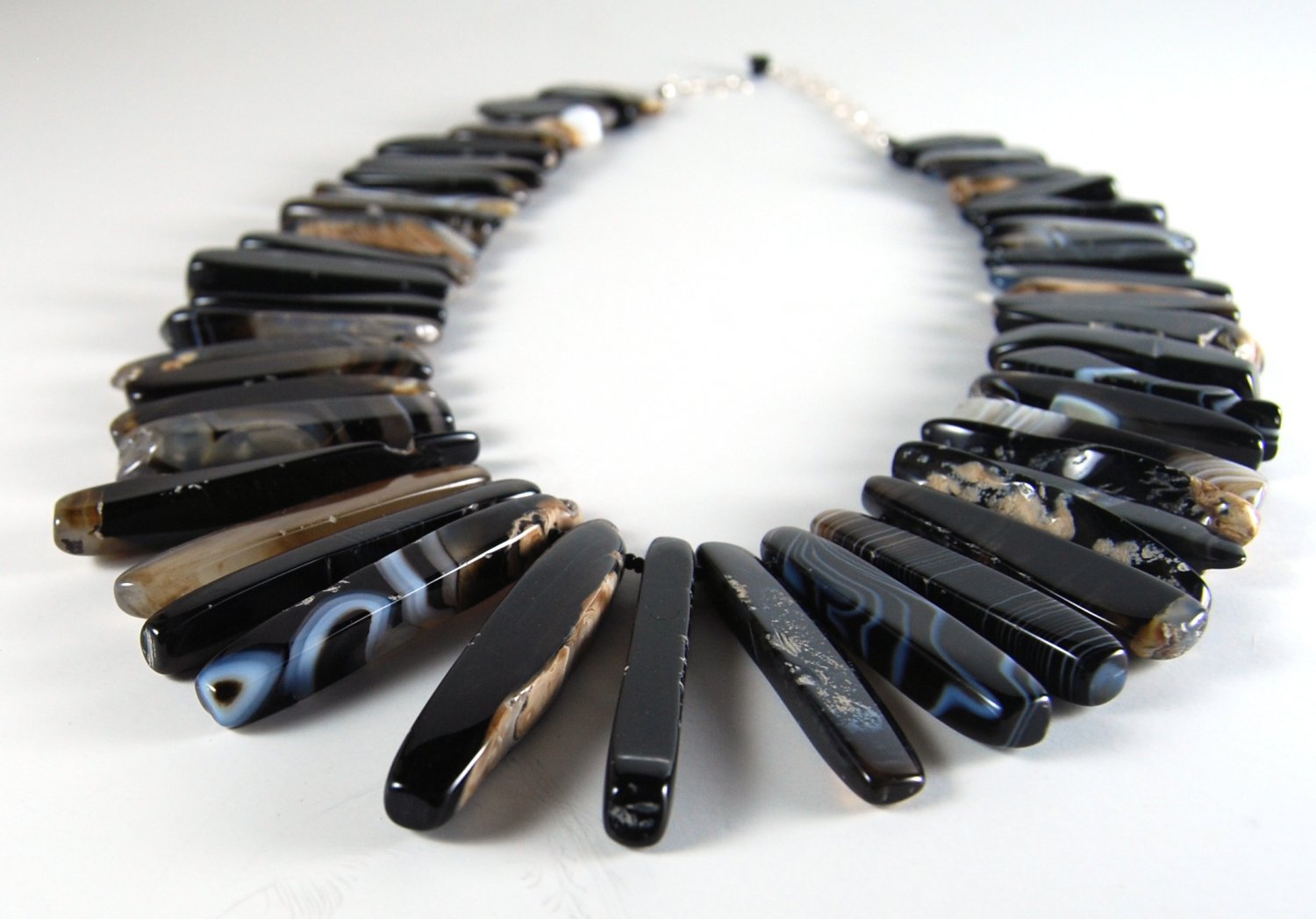 Bold Striped Agate Collar Necklace Handcrafted