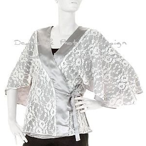 REVERSIBLE KIMONO WRAP BY HOT IN HOLLYWOOD - SILVER LARGE