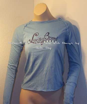 LUCKY BRAND LOGO GLITTER TEE BLUE SMALL