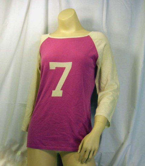 BERKLEY 100% Cashmere Rugby Style 7 Sweater PINK Medium