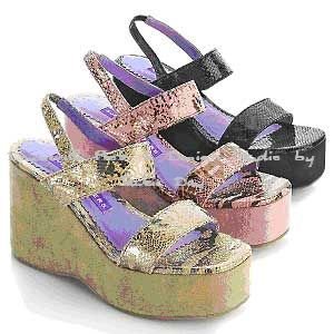 SOMERS TAN Snake Embossed Strap Wedge Sandal 10