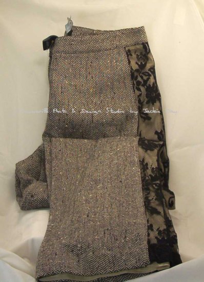 Victoria's Secret WOOL TWEED Black and White Side LACE Pant 8