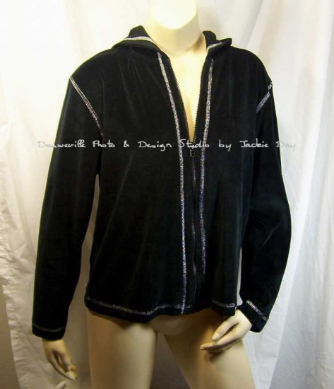 SUZANNE SOMERS Velvet Jogger Suit Metalic Stitching Wide Leg 1X