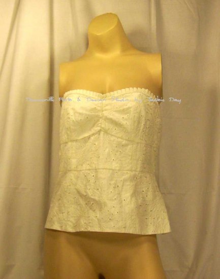 Susan Lucci Cotton Eyelet Bustier Size 6 White Item 208-976