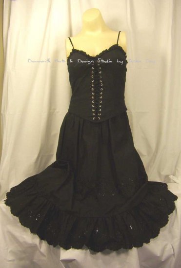 Victorias Secret Laceup Gothic Black Corset Bustier Eyelet Dress
