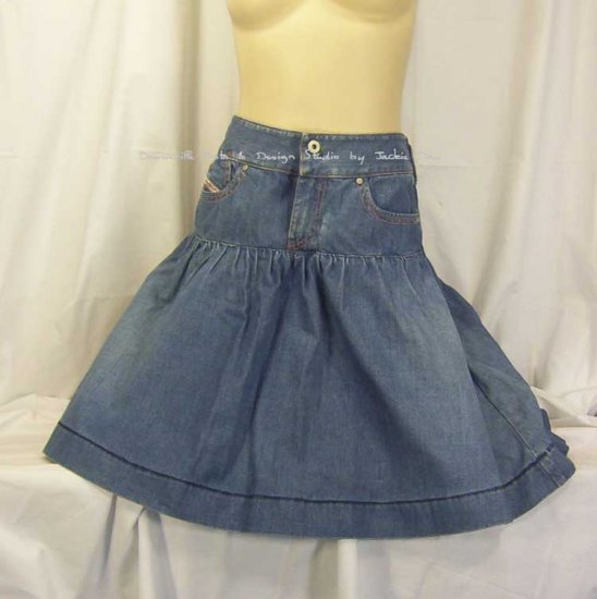 Diesel Jeans Ruffle Mini Skirt Distressed Large