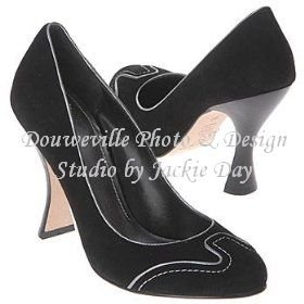 JOEY O Womens LEDAS Black Suede Pump Curved Heel 8M