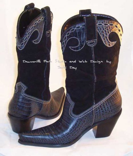 Hot In Hollywood Western WILD WEST BLACK Mid-Calf Boot Size 7