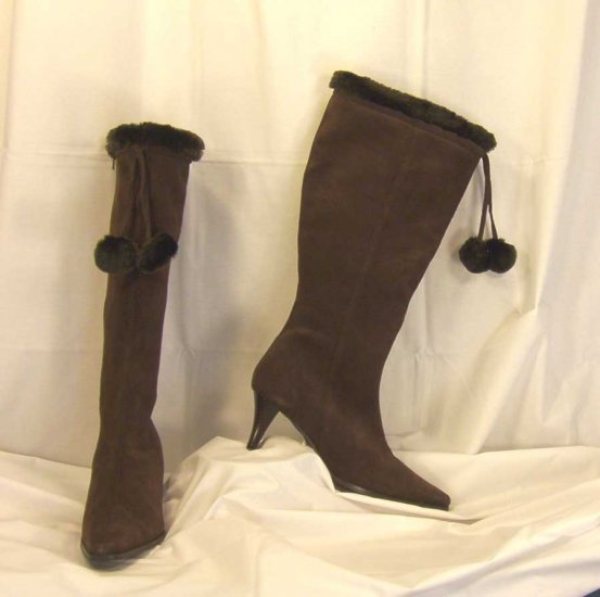AJ Valenci Chocolate Tall Shaft Suede Boot Size 7.5