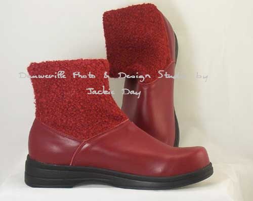 AJ Valenci Perfect Comfort RED Tonal Knit Round Toe Ankle Boot Size 7M