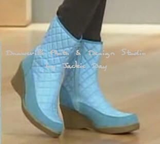 AJ VALENCI QUILTED MID CALF BOOT WEDGE SKY BLUE 7.5