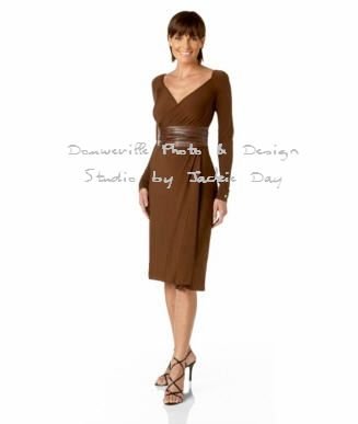 LUKASTYLE SWRAP Techno Jersey Long Sleeve Dress BROWN Medium