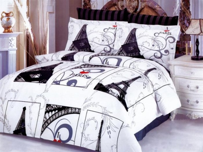 6PC Eiffel Tower Paris European Traveler QUEEN Duvet LE91Q