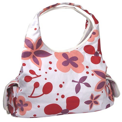 White and Cherry Floral Designer Purse